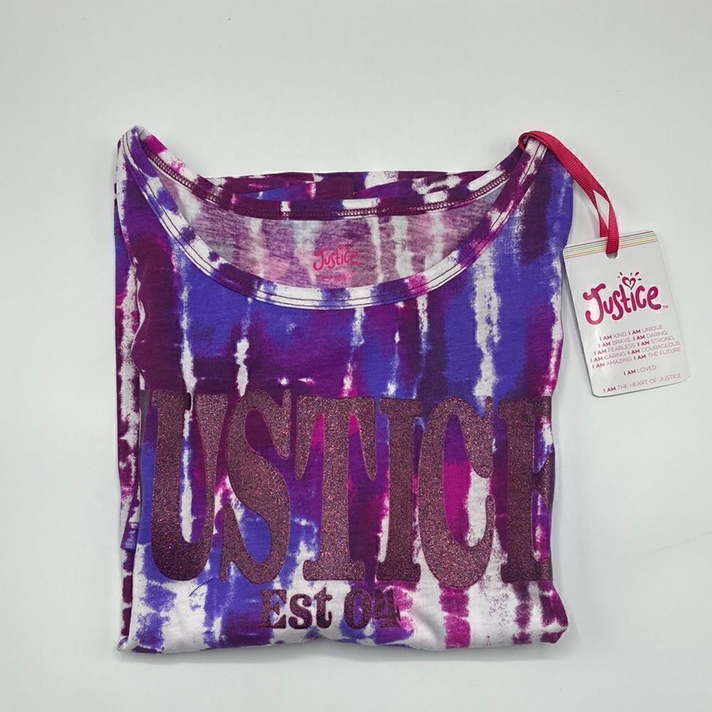 JUSTICE GIRLS SHORT SLEEVE Tie Dye Tee T-Shirt Size M 10